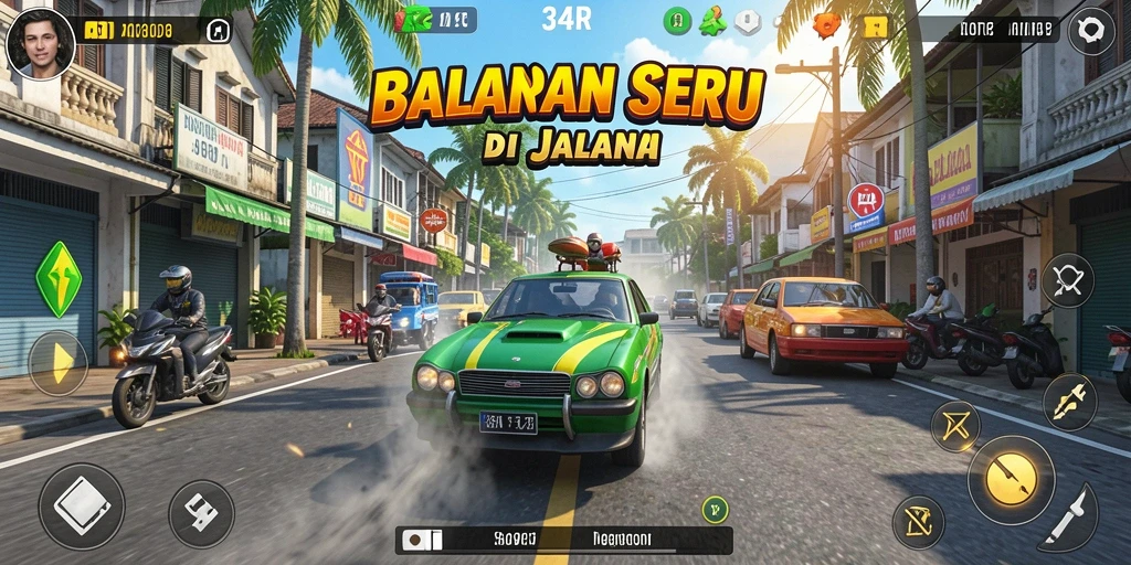 Tampilan intens balapan di jalanan dengan mobil cepat.