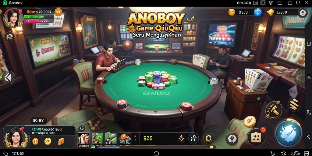 Screenshot gameplay ANOBOY yang menampilkan keseruan QiuQiu.