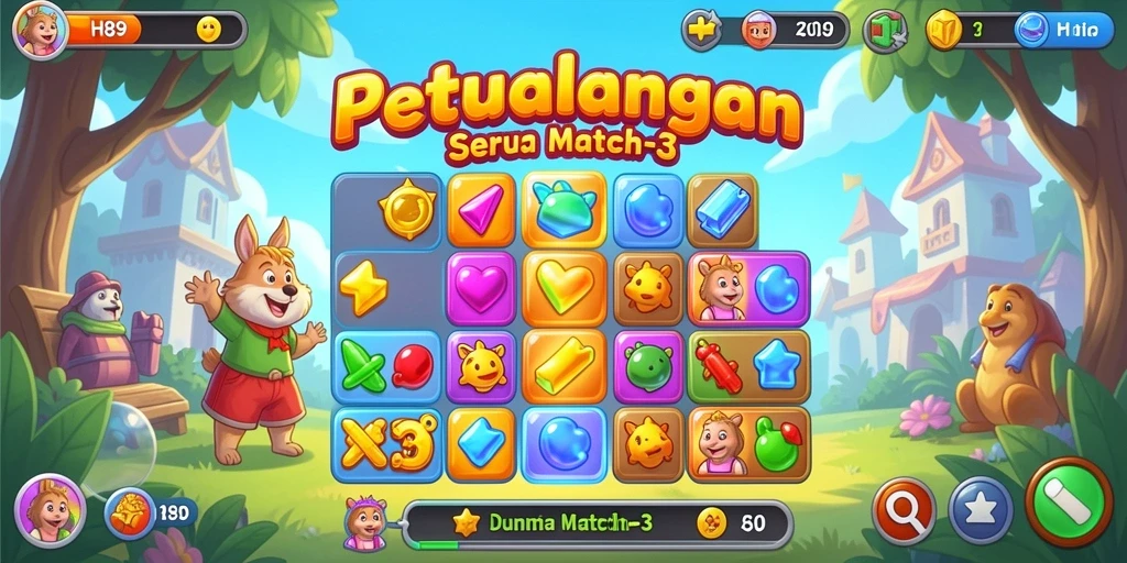 Tampilan gameplay H89 yang penuh warna dan seru dalam match-3.