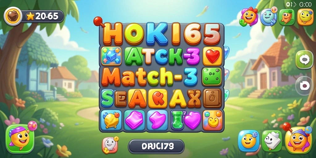 Tampilan gameplay HOKI65 dengan kombinasi warna cerah dan tantangan menarik.
