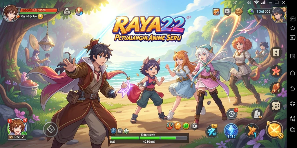 Screenshot gameplay RAYA22 yang menunjukkan karakter Anime beraksi.