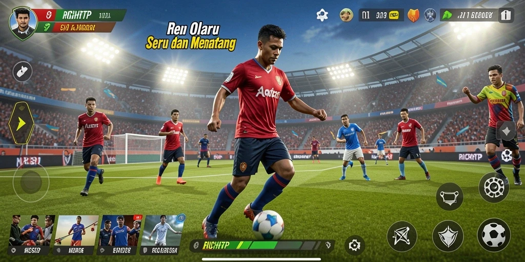 Tangkapan layar utama RICHRTP menampilkan pertandingan olahraga yang mendebarkan.