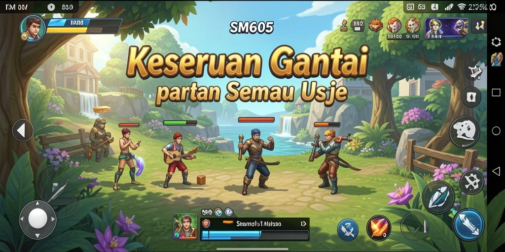 Screenshot utama SM605 menunjukkan keseruan gameplay yang menghibur.