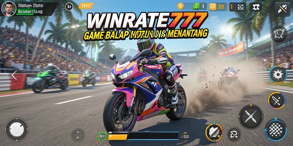 Tampilan gameplay balapan motor yang mendebarkan.